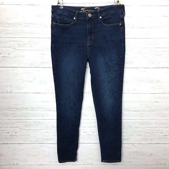 Seven7 Women's Skinny Jeans Metro Ultra High Rise Dark Wash Stretch 10 length 29 - Picture 1 of 8
